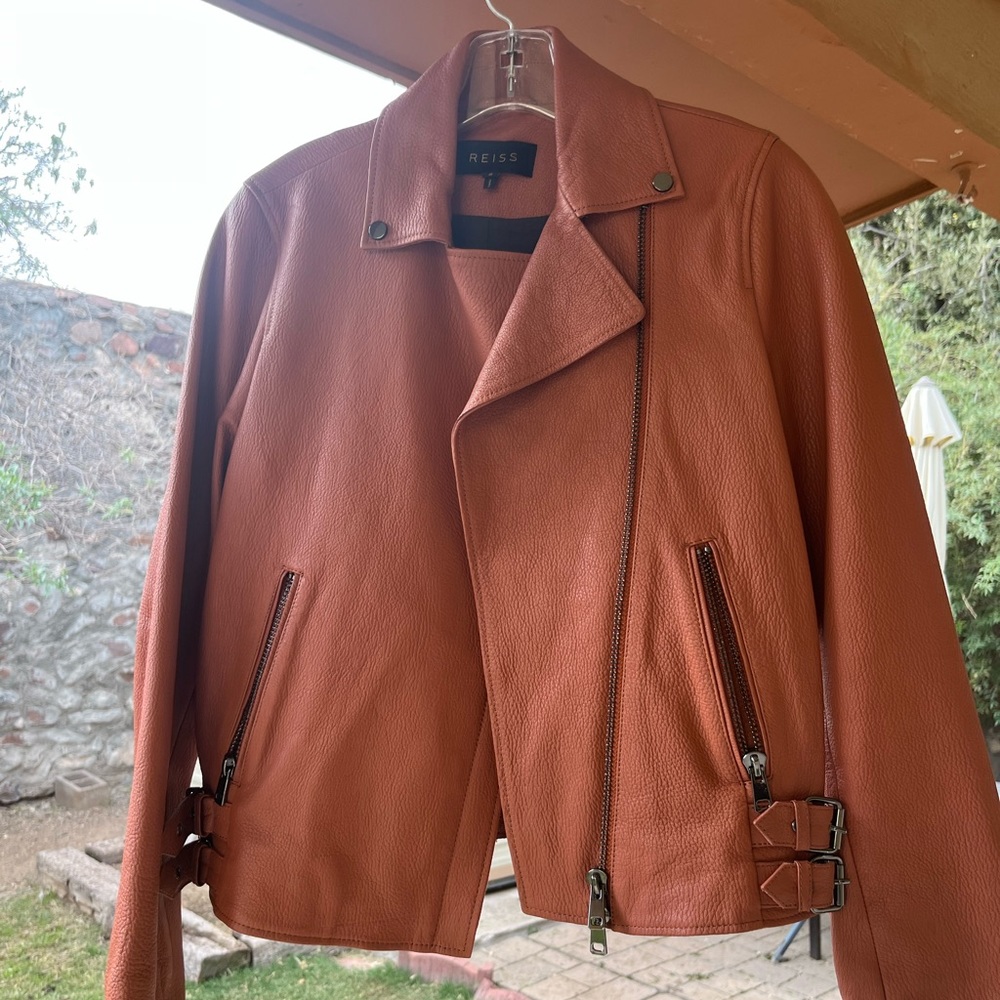 Salmon/Burnt Orange Leather Jacket